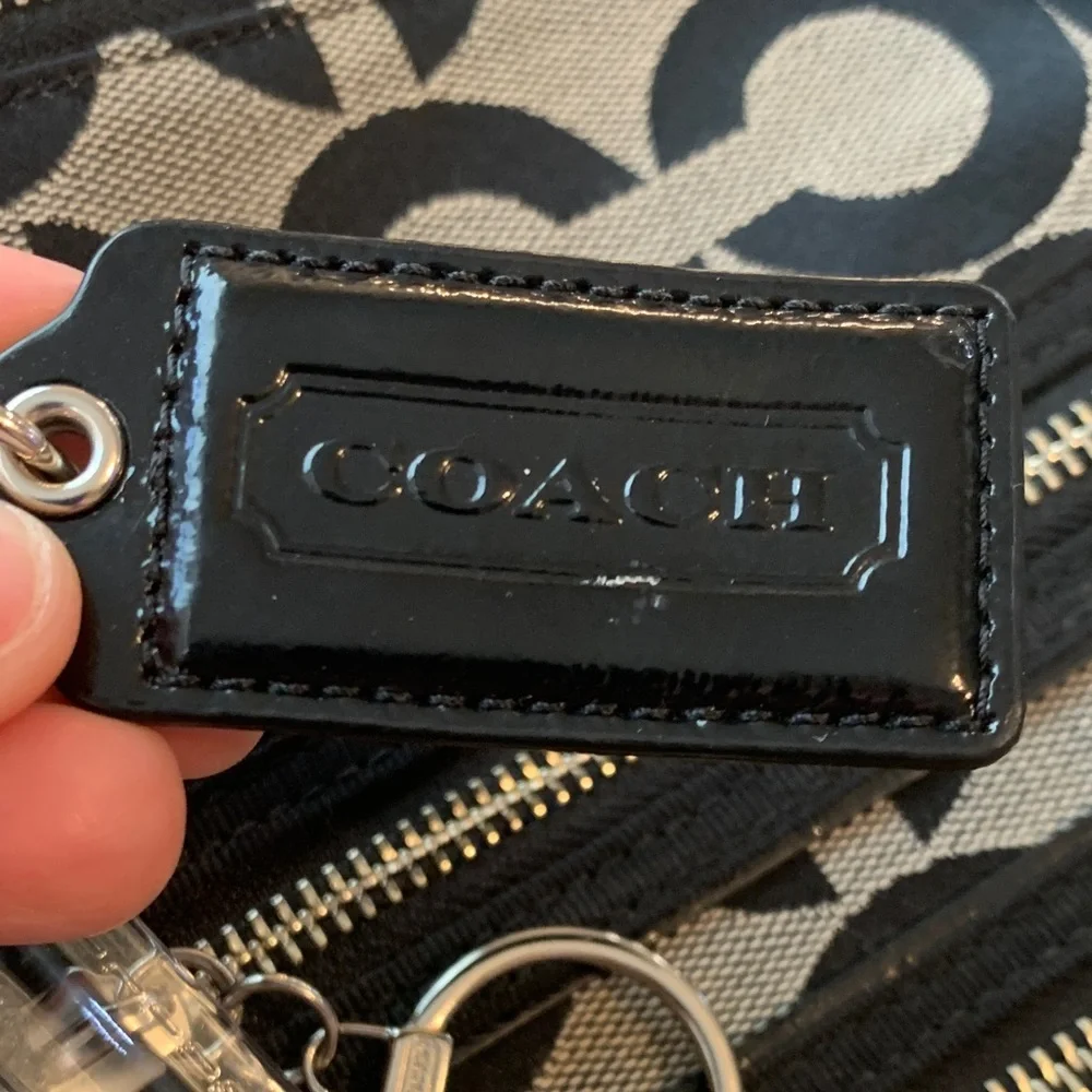 Coach Poppy Signature grey and black Jacquard Tote Bag purse & extra strap - Picture 5 of 17